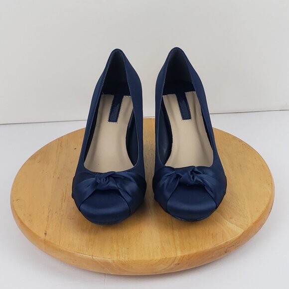 Dorothy Perkins US 7.5 UK 5 Dark Royal Blue Heels Brushed Satin Womens Shoes - Picture 4 of 14